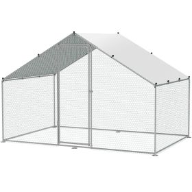 VEVOR Large Metal Chicken Coop, 9.8x6.5x6.5ft Walk-in Chicken Run with Waterproof Cover
