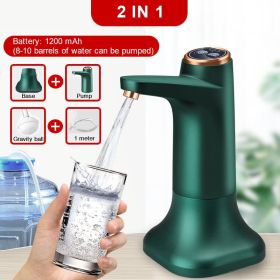 Automatic Water Dispenser Water Bottle Electric Gallon Drinking Bottle Switch Smart Water Pump Home Water Treatment Appliances (Color: Best  green base, Ships From: China)