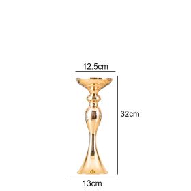 Gold/ Silver/White Metal Candle Holders Flower Vase Candlestick Centerpieces Road Lead Wedding Party Home Table Event Decoration (Color: small gold, Ships From: China)