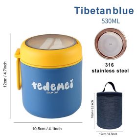 530/710ml Stainless Steel Lunch Box Food Cup With Spoon Thermo Lunchbox Thermal Jar Insulated Soup Container Breakfast Tableware (Color: upgrade A, Ships From: China)