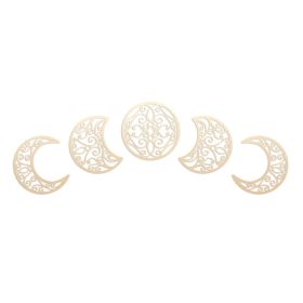 5Pcs 3D Moon Phases Wall Hanging Decor Natural Design Moon Cycle Variation Wooden Bedroom Stickers Home Bedroom Wall Decor Craft (Color: Wood Color, Ships From: China)